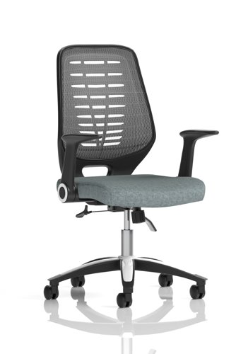Relay Task Operator Chair Silver Back With Folding Arms Bespoke Colour Rivet Tensile