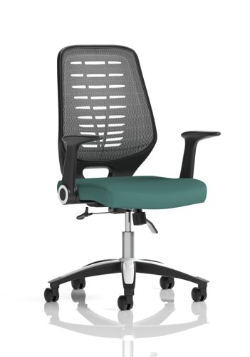 Relay Task Operator Chair Silver Back With Folding Arms Bespoke Colour Quest Kelp