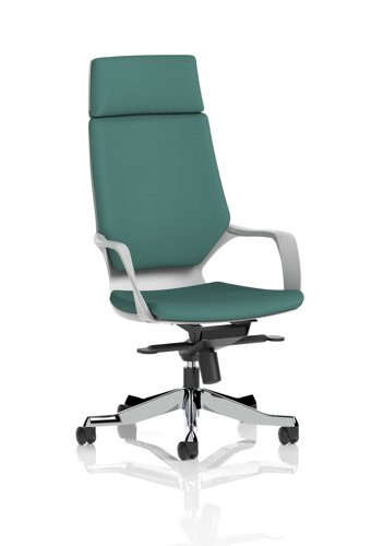 Xenon Executive White Shell High Back With Headrest Bespoke Colour Back And Seat Quest Kelp