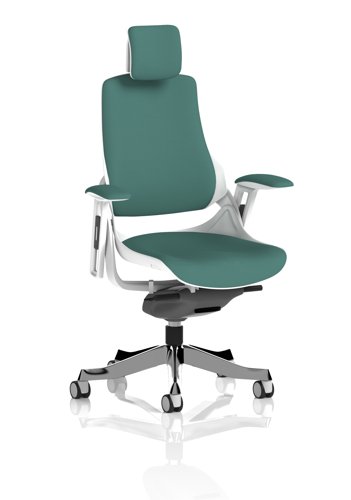 Zure White Shell With Headrest Bespoke Colour Back And Seat Quest Kelp