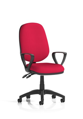 Luna II Lever Task Operator Chair With Loop Arms Bespoke Colour Back And Seat Bergamot Cherry