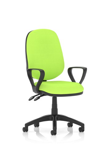 Luna II Lever Task Operator Chair With Loop Arms Bespoke Colour Back And Seat Myrrh Green