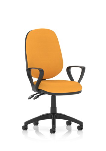 Luna II Lever Task Operator Chair With Loop Arms Bespoke Colour Back And Seat Senna Yellow