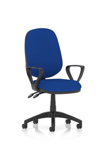 Luna II Lever Task Operator Chair With Loop Arms Bespoke Colour Back And Seat Stevia Blue