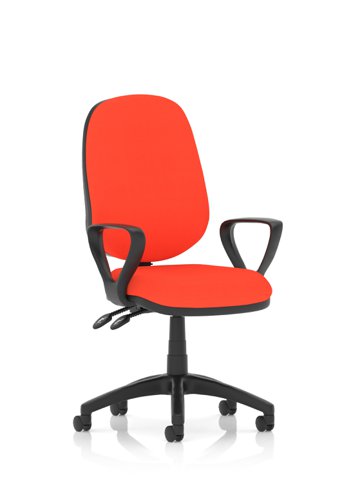 Luna II Lever Task Operator Chair With Loop Arms Bespoke Colour Back And Seat Tabasco Orange