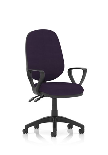 Luna II Lever Task Operator Chair With Loop Arms Bespoke Colour Back And Seat Tansy Purple