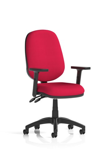 Luna II Lever Task Operator Chair With Height Adjustable Arms Bespoke Colour Back And Seat Bergamot Cherry