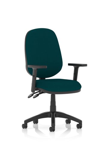 Luna II Lever Task Operator Chair With Height Adjustable Arms Bespoke Colour Back And Seat Maringa Teal