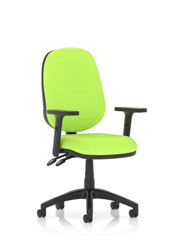Luna II Lever Task Operator Chair With Height Adjustable Arms Bespoke Colour Back And Seat Myrrh Green