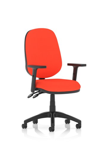 Luna II Lever Task Operator Chair With Height Adjustable Arms Bespoke Colour Back And Seat Tabasco Orange