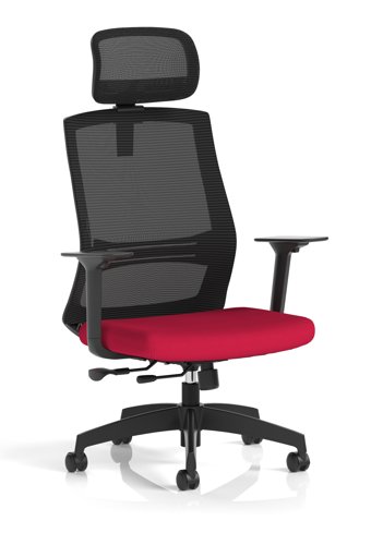 Ventra Mesh Back Task Operator Chair With Height Adjustable Arms With Headrest Bespoke Colour Seat Bergamot Cherry