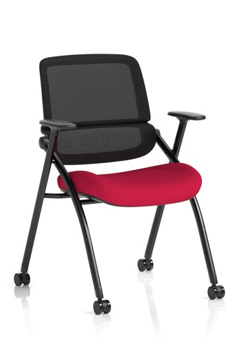 Capra Mesh Back Folding Training Chair Bespoke Colour Seat Bergamot Cherry