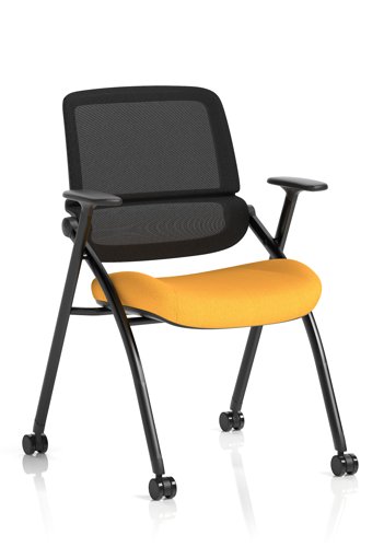 Capra Mesh Back Folding Training Chair Bespoke Colour Seat Senna Yellow