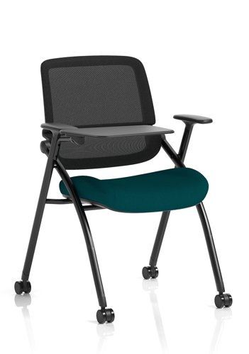 Capra Mesh Back Folding Training Chair With Writing Table Bespoke Colour Seat Maringa Teal