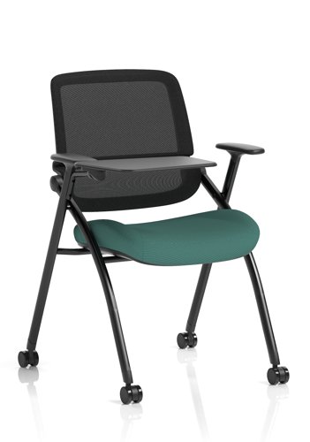 Capra Mesh Back Folding Training Chair With Writing Table Bespoke Colour Seat Quest Kelp
