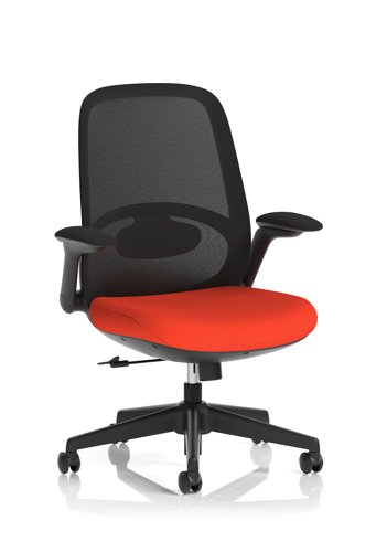 Crew 2 Task Operator Mesh Back Chair With Folding Arms Bespoke Colour Seat Tabasco Orange