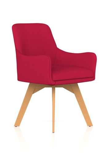 Carmen Wooden Leg Visitor Chair Bespoke Bergamot Cherry Fabric