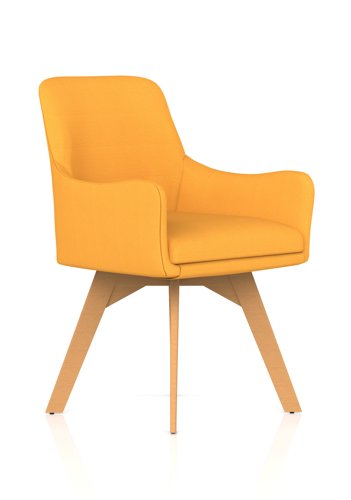 Carmen Wooden Leg Visitor Chair Bespoke Senna Yellow Fabric