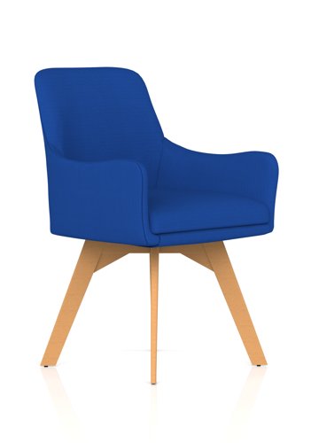 Carmen Wooden Leg Visitor Chair Bespoke Stevia Blue Fabric
