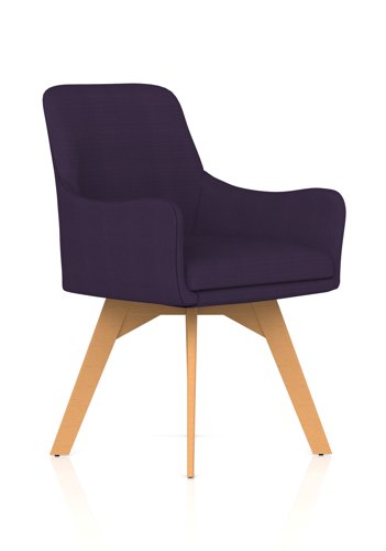 Carmen Wooden Leg Visitor Chair Bespoke Tansy Purple Fabric