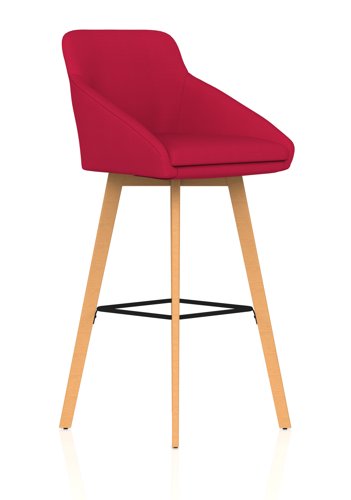 Carmen Wooden Leg High Stool Bespoke Bergamot Cherry Fabric