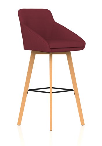 Carmen Wooden Leg High Stool Bespoke Ginseng Chilli Fabric