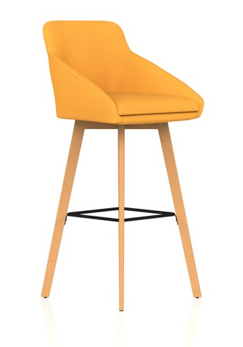 Carmen Wooden Leg High Stool Bespoke Senna Yellow Fabric