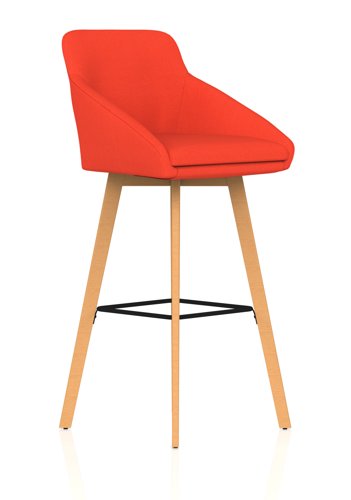 Carmen Wooden Leg High Stool Bespoke Tabasco Orange Fabric