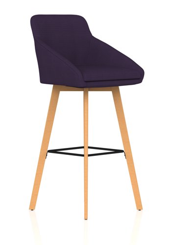 Carmen Wooden Leg High Stool Bespoke Tansy Purple Fabric