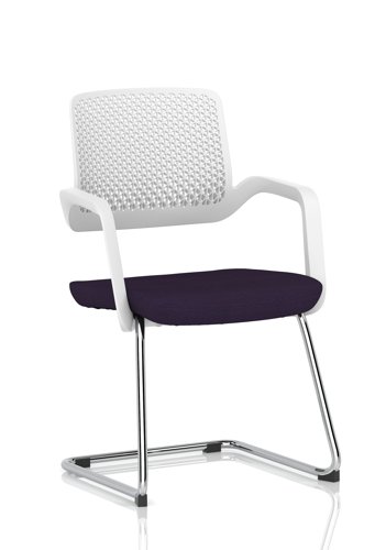Cosmo Cantilever Chair White Frame Bespoke Colour Seat Tansy Purple