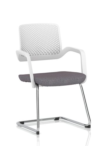 Cosmo Cantilever Chair White Frame Bespoke Colour Seat Rivet Fuse