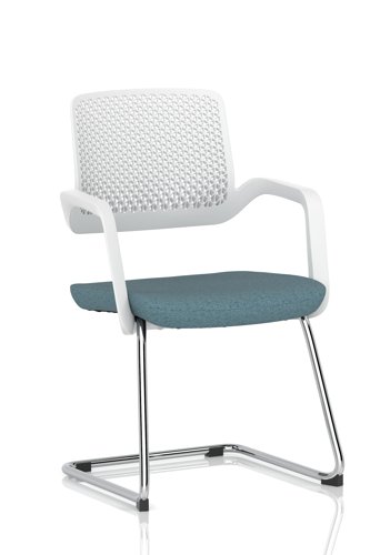 Cosmo Cantilever Chair White Frame Bespoke Colour Seat Rivet Quench