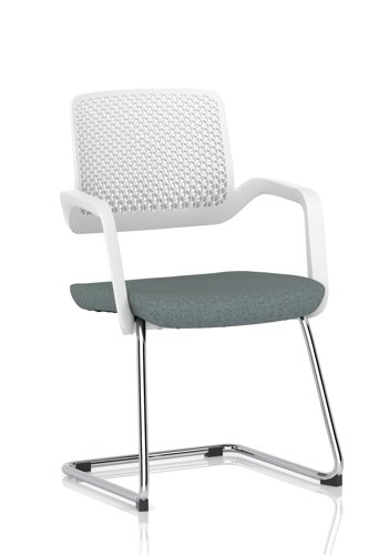 Cosmo Cantilever Chair White Frame Bespoke Colour Seat Rivet Tensile