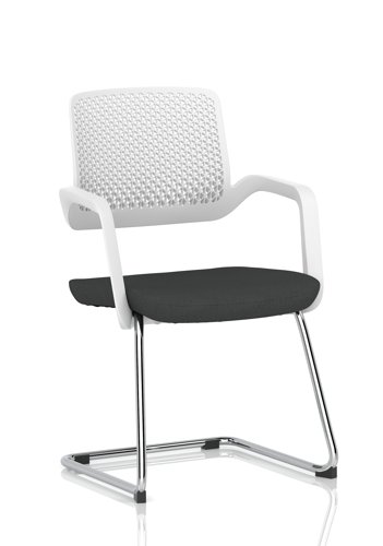 Cosmo Cantilever Chair White Frame Bespoke Colour Seat Quest Mussel