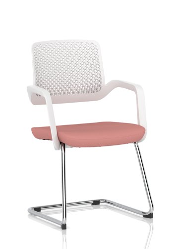 Cosmo Cantilever Chair White Frame Bespoke Colour Seat Quest Shrimp