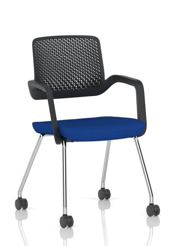 Cosmo Training Chair Black Frame Bespoke Colour Seat Stevia Blue