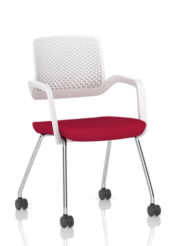 Cosmo Training Chair White Frame Bespoke Colour Seat Bergamot Cherry