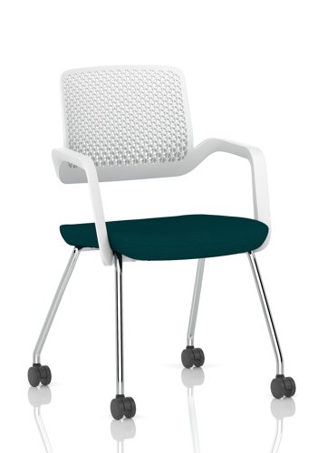 Cosmo Training Chair White Frame Bespoke Colour Seat Maringa Teal
