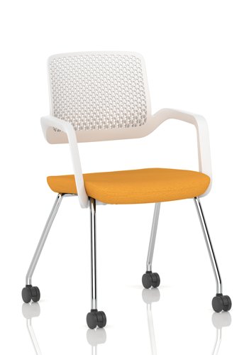 Cosmo Training Chair White Frame Bespoke Colour Seat Senna Yellow