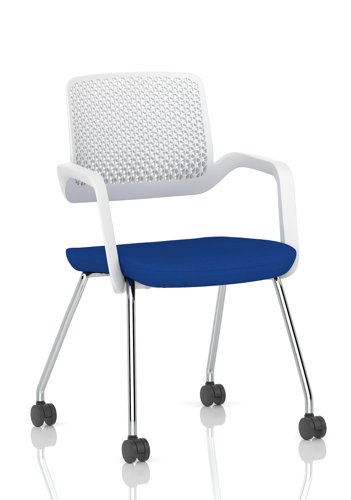 Cosmo Training Chair White Frame Bespoke Colour Seat Stevia Blue