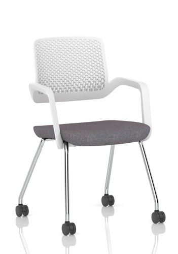 Cosmo Training Chair White Frame Bespoke Colour Seat Rivet Fuse