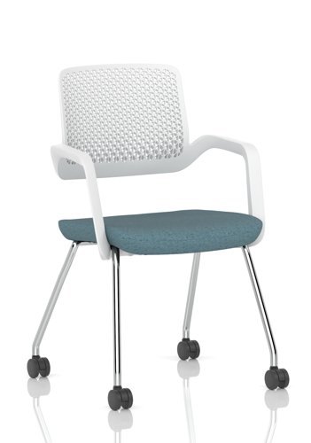 Cosmo Training Chair White Frame Bespoke Colour Seat Rivet Quench