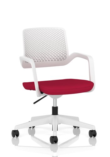 Cosmo Task Operator Chair White Frame Bespoke Colour Seat Bergamot Cherry