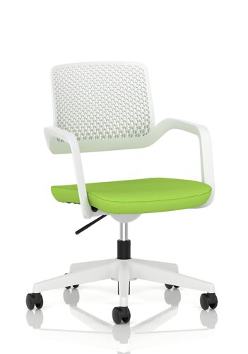 Cosmo Task Operator Chair White Frame Bespoke Colour Seat Myrrh Green