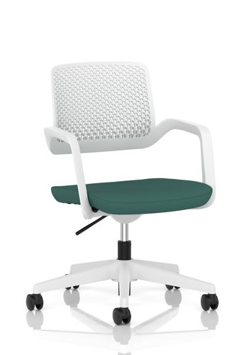 Cosmo Task Operator Chair White Frame Bespoke Colour Seat Quest Kelp