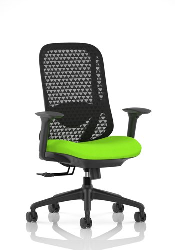 Prism Mesh Back Chair With Height Adjustable Arms Bespoke Colour Seat Myrrh Green