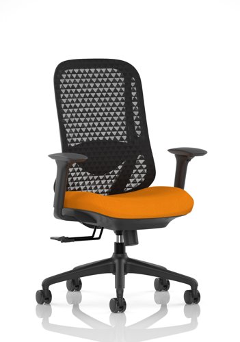 Prism Mesh Back Chair With Height Adjustable Arms Bespoke Colour Seat Senna Yellow