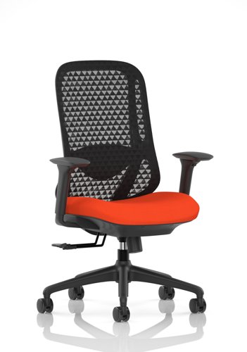 Prism Mesh Back Chair With Height Adjustable Arms Bespoke Colour Seat Tabasco Orange