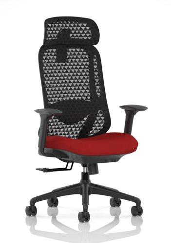 Prism Mesh Back Chair With Height Adjustable Arms with Headrest Bespoke Colour Seat Bergamot Cherry