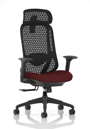 Prism Mesh Back Chair With Height Adjustable Arms with Headrest Bespoke Colour Seat Ginseng Chilli